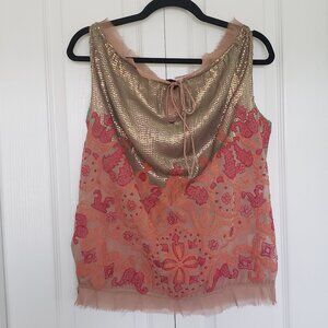 Anthropologie Namrata Joshipura Sequined Embroidered Silk Top